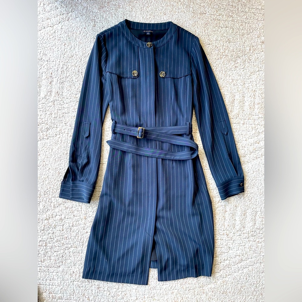 Brooks Brothers Button Up Navy Stripe Dress